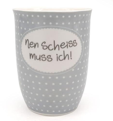 Mea-Living Tasse mit Henkel NEN SCHEISS MUSS ICH! grau, 500ml, Becher mit Spruch, Geschenkidee für beste Freundin, Spruchtasse
