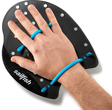 Sailfish® Flat Paddle Schwimmen | Klassische Handpaddel mit runden Gummibändern | Techniktraining & Kraftaufbau | Schwimmpaddel in 3 Größen | Schwimmtraining Zubehör | Verstellbar & PVC-frei