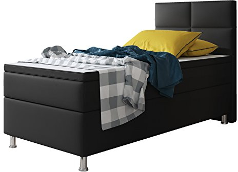 Inter Miami Boxspringbett, 100% Polyurethan, schwarz, 90x200 cm
