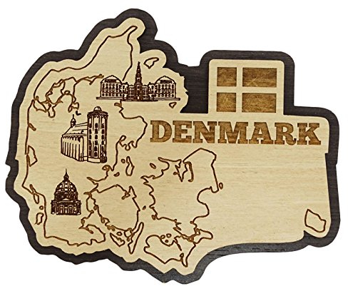 Printtoo Daenemark Karte Kuehlschrankmagnet Souvenir aus Holz Geschenk Collectibles