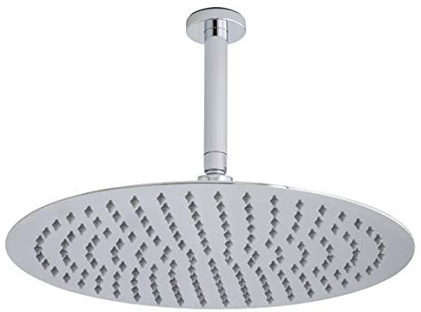Hudson Reed HEAD46A Modern Bathroom Shower Round Ceiling Mounted Shower Head & Arm, Chrome