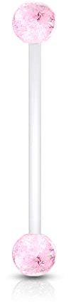 Lovepiercing Piercing Nombril Grossesse Paillettes Bébé Maternité Longue Barre Acrylique Retainer Bioflex Grazia Rose