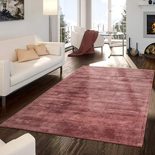 TT Home Teppich Handgetuftet Modern Qualität Edel Viskose Garn Schimmer Glanz Altrosa, Größe:120x170 cm