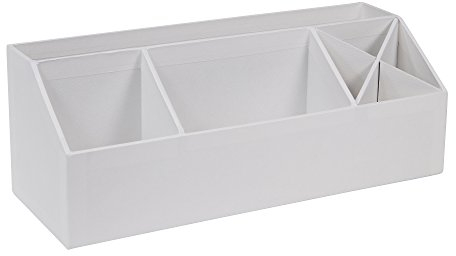 BIGSO ELISA Schreibtisch Organizer mit 4 Fächern – Ordnungssystem für Zettel, Büroklammern, Stifte usw. – Sortierkasten aus Faserplatte und Papier – weiß