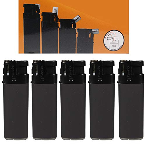 Feuerzeug Modell Sidekick Rubber Black als Normal- oder Pfeifenfeuerzeug 3-Fach verstellbar 0, 45, und 90 Grad seidige Soft Touch Oberfläche (Black Rubber - 5 Feuerzeuge)