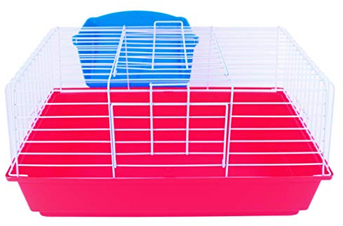 Pet's Solution - Gabbia per Coniglio Nano, Porcellini d'India e Cavie con Portafieno e Doppia Apertura - Rosso