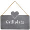 levandeo Schild Grillplatz 25x16cm Herz Garten-Deko Grau Betonoptik Türschild Wandbild Schriftzug Wanddeko Grillen Sommer