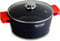 WECOOK! Ecostone Cazuela Alta Inducción con Tapa de Cristal 24cm, Antiadherente XTRA DUPON Ecológico sin PFOA, Aluminio Fundido, 5mm Espesor, 9cm Alto, Asas de Silicona, Vitrocerámica, Gas Negro