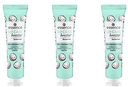 essence LIP CARE booster lip butter, Lip Booster, Weiss, feuchtigkeitsspendend, pflegend, reparierend, natürlich, vegan, ohne Alkohol, ohne Konservierungsstoffe, ohne Parabene, 3er Pack (3x12ml)