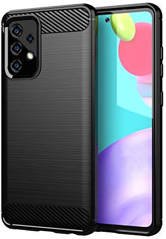 Cadorabo Hülle kompatibel mit Samsung Galaxy A72 4G / 5G Schutzhülle TPU Silikon Case Karbon Optik Slim Kratzfest Weiche Gummi mit Rundumschutz Case Hülle für Galaxy A72 4G / 5G in Schwarz