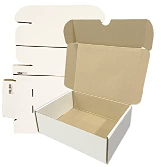 Youmar Solutions - Packung mit 25 Kartons (Größe M) Weiße Versandkartons zum Selbstaufbau für E-Commerce und Postkarte, klein, 25 x 18 x 8 cm