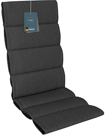 LILENO HOME Gartenstuhl Auflagen als [1er Set - Hochlehner] in Anthrazit - Bequeme Liegen als Sitzauflagen für Gartenmöbel - Stuhlkissen für Gartenstühle und Klappstühle