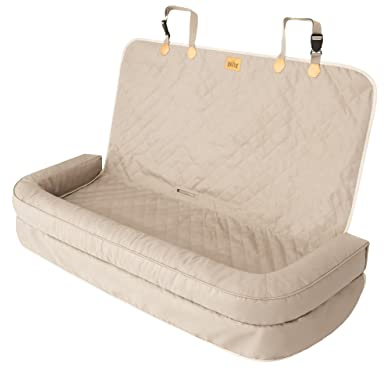 Hundeautositz, Hundebox, Hundebett, Transportboxen, Rückbank, Hundedecke, Hundekörbchen, Katzenbett, für kleine Hunde, 135 x 45 cm, Beige Oxford
