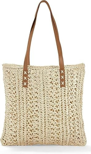 YXQSED Sac de Plage Plage extérieure Rotin tissé à la Main Sac Mode Casual Grande capacité Sac de Paille Sac de Rangement Sac de Plage Sac à Main en rotin Vintage
