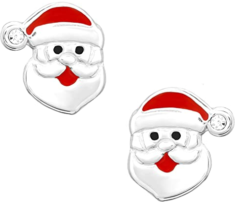 FIVE-D Ohrringe Weihnachten Nikolaus 925 Sterling Silber Kinder Ohrstecker Damen (Nikolaus Silber)