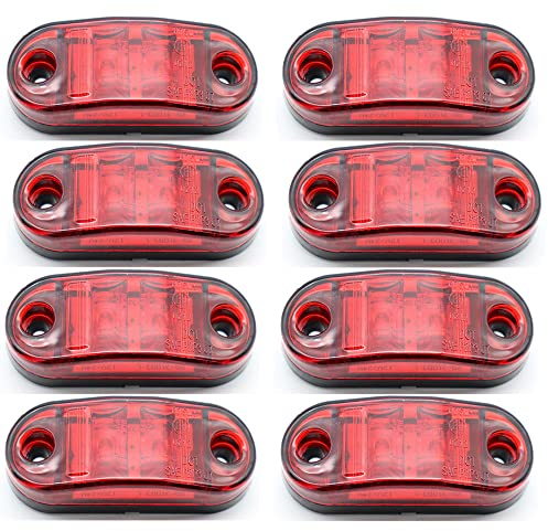 Etomvoop 8 x LED-Seitenmarkierungsleuchten, wasserdichte Blinker, Positions-Seitenleuchten für Anhänger, Van, Wohnwagen, LKW, Boote (Rot)