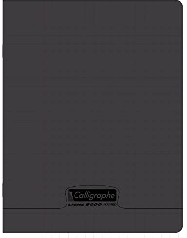 Calligraphe 18930C Un Cahier Agrafé Noir (une Marque de Clairefontaine) - 17x22 cm - 96 Pages Grands Carreaux - Papier Blanc 90 g - Couverture Polypro Transparent