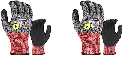 Blackrock Titanium-NS Maximum Cut Resistant Level F Heavy Duty Work Gloves, Nitrile Coating Dry Grip Men & Women's, Anti Cut Steel & Glass Fibre Safety Lining, Knife,Blade Protection,Grey, L,Pack of 2