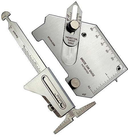 RIVERWELD Bridge Cam Gauge Hi Lo Welding Gauge Gage & Pouch Combo Stainless Steel Test Ulnar Welder Inspection Gauge Both Inch and Metric