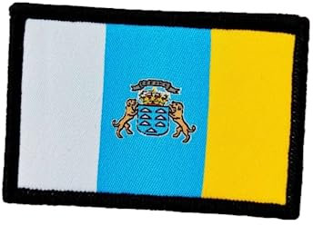 Bestickter Aufnäher Kanarische Inseln mit offiziellen Farben, gesticktes Wappen, bestickte Motorradflicken, Aufnäher Kanarische Inseln (Kanarische Inseln)