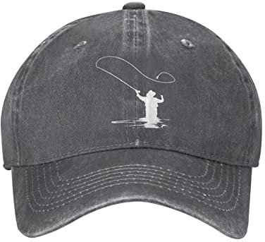 Lsjuee Fliegenfischen Clipart Unisex Cowboyhut Baseballkappen Verstellbare Sport Golf Denim Casquette Cap Schwarz