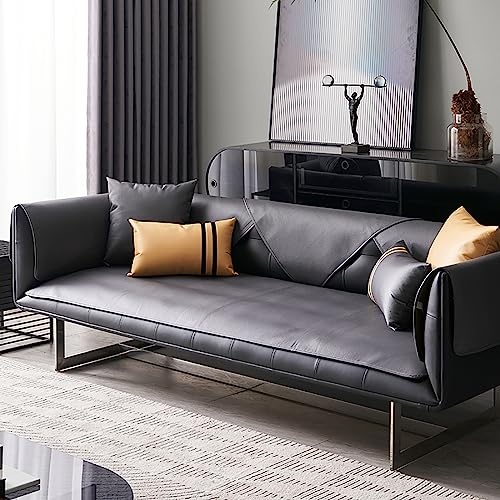 LIANGLAOI Kunstleder Sofabezug 1 2 3 4 Sitzer,rutschfest Sofa Überwurf,Waterproof PU Sofa Abdeckung Sofaüberwurf für Hunde,Katzen,Haustiere,Armlehne,Rückenlehne-Schwarz,1pc-60x180cm