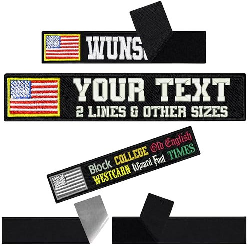 USA Fahne Klett Patch selbst gestalten | personalisiertes Namensschild für Bekleidung | Aufbügler oder Patch Klett für Uniform, Rennanzug Sportbekleidung mit USA Flagge 125x25mm