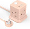 Cube Extension Lead with USB Slots, BEVA 4 Way Multi Plug Power Strip with 3 USB Ports (5V/2.4A), Desktop Power Extension Socket with 1.5M Extension Cords for Home Dorm Office Travel-PINK