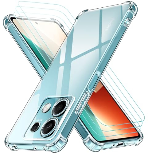 ivoler Klar Hülle für Xiaomi Redmi Note 13 5G (Nicht für Note 13 4G), 1 Handyhülle mit 3 Stück Panzer Schutz Glas, Transparent Stoßfest Schutzhülle Weiche TPU Silikon Durchsichtige Kratzfest Case