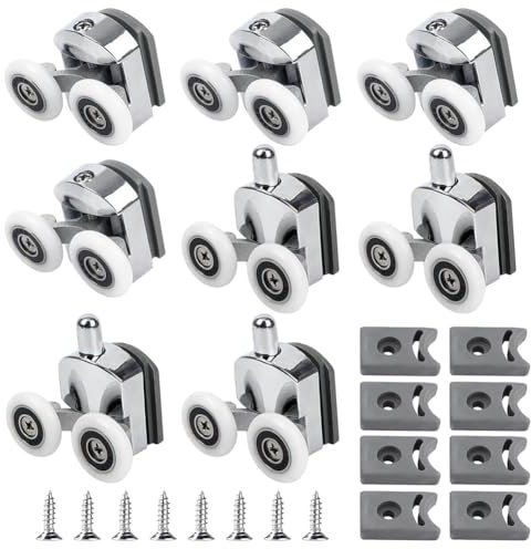 Closer 8Piece Shower Glass Door Rollers Replacement Shower Door Wheels for Curved Bathroom