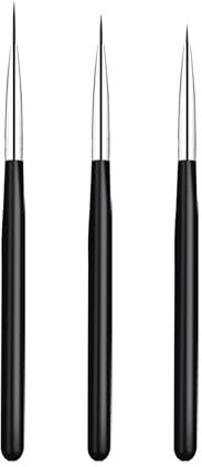 LZGOPE 3Pcs Nail Art Liner Brushes,Professional Art Nail Painting Pen，Nail Liner Striping Brush,UV Glue Painting Scribing Brush, DIY Nail Art Tools, Fine Nail Art Set (Black)
