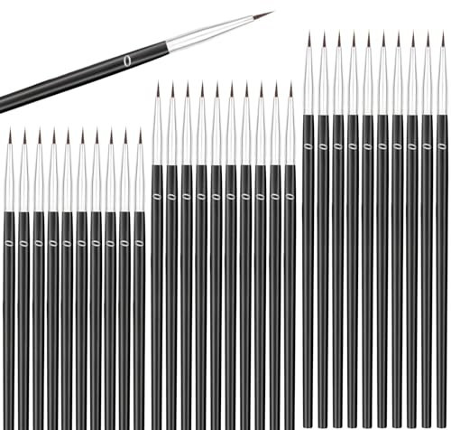 Anezus 30 Pcs Tiny Detail Paint Brushes #0 Fine Paint Brushes Set Liner Brush for Miniature 40k Model Crafts Watercolor Acrylics Oil
