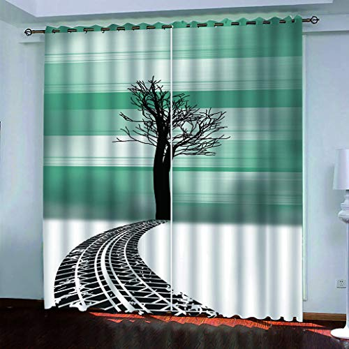 Vorhang Blickdicht Gardinen Für Wohnzimmer Schlafzimmer Kinderzimmer - Verdunkelungsvorhang 3D Kreative Schwarze Baumkunst Druck Muster Verdunklungs Vorhänge Mit Ösen 2Er Set Thermogardine 240X230Cm