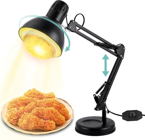 YJINGRUI Food Heating Lamp 360°Rotatable Food Warming Lamp 250W with Temperature Adjustable and Foldable Arm for Buffet Kitchen Restaurant