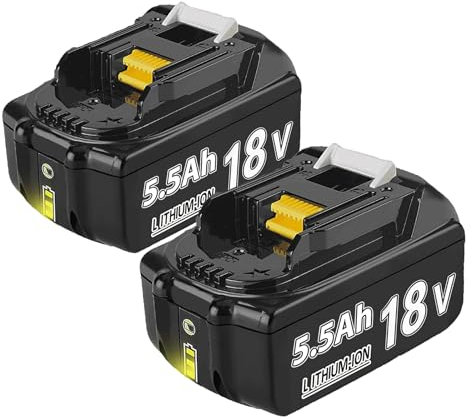 2 Stück 5500mAh Ersatzakku für Makita 18V Akku BL1850 BL1850B BL1860B BL1860 BL1840B BL1840 BL1830 BL1835 BL1845 194204-5 LXT-400 mit LED Werkzeugakku