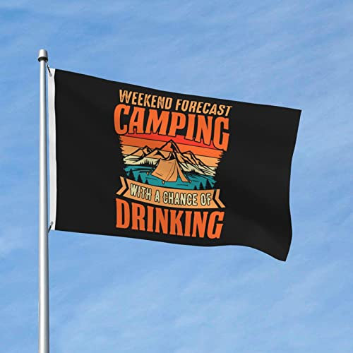 Premium Flagge Wochenendprognose Camping Mit Aussicht Auf Alkohol Flagge Weatherproof Pride Flag Drinnen Parade Flag Für Garten, Party, Halloween, 90X150cm