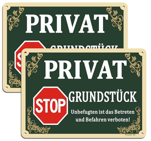 Privatgrundstück Schilder 2 Stück, 25cm x 18cm Betreten und Befahren verboten Aluminium Reflektierendes Schilder für Ihren Parkplatz, Carport, Wohnanlage，für Außen-und Innenbereich