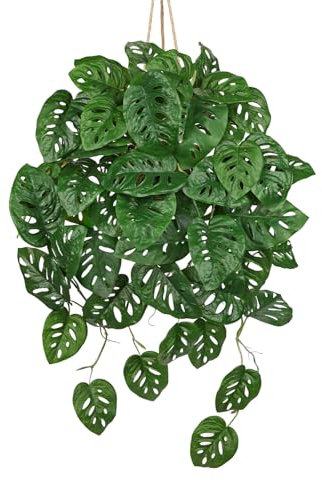 Arborus Künstliche Hängepflanzen im Topf 70 cm Deko Monstera Hängekunstpflanze Hängende Plastikpflanzen Grün Kunstpflanzen für Wohnzimmer Schlafzimmer Badezimmer Esszimmer Büro Hotel Deko
