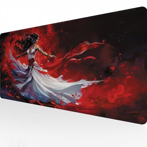 Grand Tapis de Souris XXL 1500x800x3mm, Rouge Tapis Souris Fille Tapis de Souris Gamer, Bords Cousus, Ase en Antidérapante, sous Main Bureau pour Clavier et Souris, for Gamer Gaming Accessoire Y5-462