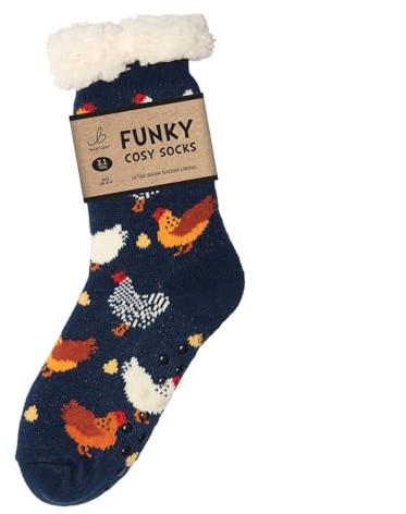 Bartleby Ladies Sherpa Socks - Colourful Chickens