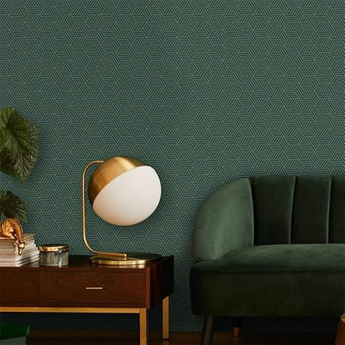 Papier Adhesif pour Meuble Hexagone Vert Foncé Papier Peint Adhesif Mural Vinyle Papier Collant pour Meuble Imperméable Papier Peint Autocollant Mur Papier Peint Adhesif 2P (40x250 cm)
