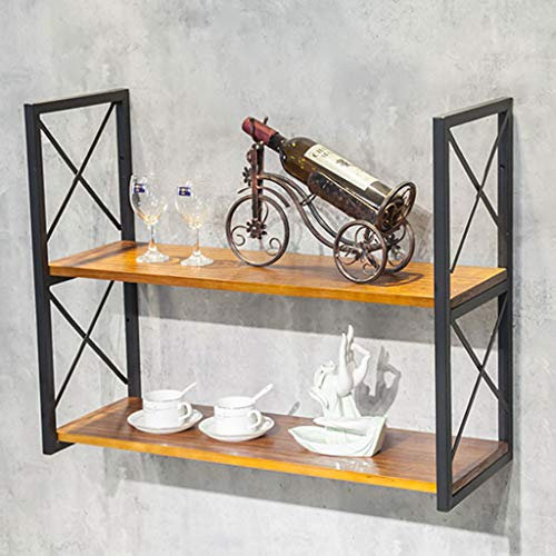 Radiator Cover,Wooden & Black Metal Mounted Shelves - Retro Two-Tier/Three-Tier Rectangle Unit, Decorative Hanging Shelves for Bedroom, Living Room, and Kitchen