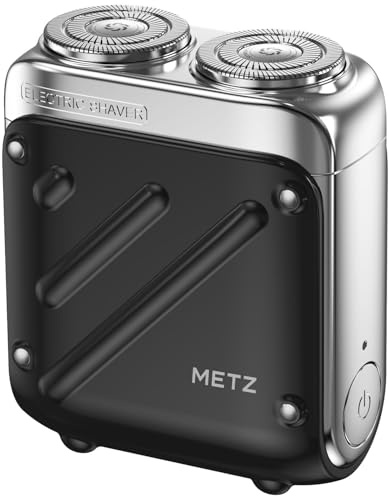METZ Traveller Elektrorasierer Herren, Tragbarer Rasierer mit Reiseetui, IPX7 Wasserdicht electric Shaver für unterwegs, Nass und Trockenrasierer mit 9000rpm Motor, 60 Tage Akkulaufzeit, Schwarz