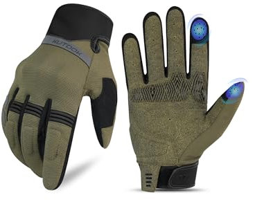 KUTOOK Motorradhandschuhe Sommer Herren Damen Warm Dünne Motorrad Handschuhe Schutz Atmungsaktiv Touchscreen Motorrad Fahrrad Downhill Moutainbike Dirtbike Radhandschuhe Fahrradhandschuhe Brau 2XL