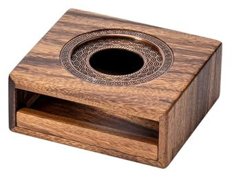 Tea Pot Warmer, Wooden Coffee Warmer with Tea Light Holder, Teaware Accessories, Retro Tealight Holder for Heating Teapot, Glass Teapot, Coffee or Milk (Rectangular/Walnut)