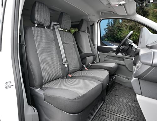 Z4L Lux Sitzbezüge passend für Transit Custom ab 2024, Polyester Schwarz/Grau, 3 Sitze