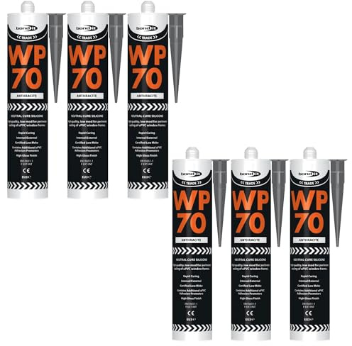 Bond It WP70 Neutral Cure Oxime Silicone Sealant – 6x Anthracite, 285ml | Professional-Grade Silicone Sealant | High Gloss – Flexible – Weatherproof | Sealant for Building & Professionals Use