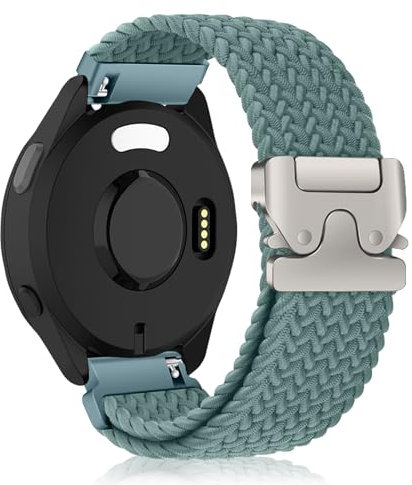 KeHowy 20mm Straps for Garmin Vivoactive 5/6/Forerunner 165/165 Music/245/245 music/645/645 music/570 42mm, Nylon Braided Watch Band for Garmin Approach S50/S44/Venu Sq 2/Venu 2 Plus - Green