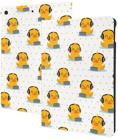 Compatible with ipad 9th/8th/7th Generation Case, Cute Duck with Headphone Tablet Case Compatible with ipad Cover 10.2 Inch, Folio Stand, Auto Wake/Sleep