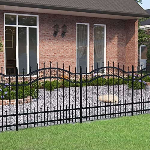 IKAYAA Gartenzaun mit Speerspitzen Gartentor metall 140cm hoch Gartentür Gartentore Einfahrtstor Gartenpforte Hoftor Wetterfester Stahl-240 x 140 cm
